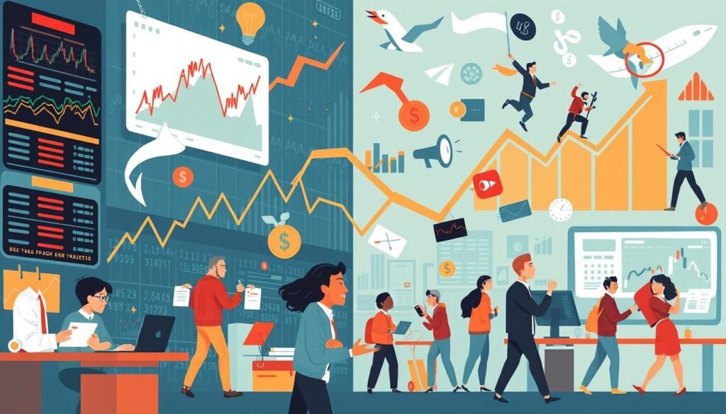 Generate an image representing diverse stock market strategies