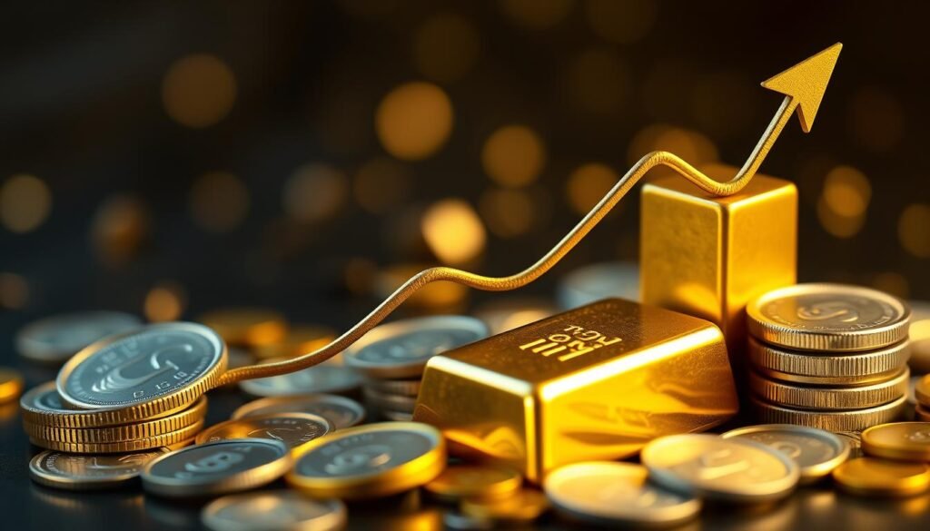 Generate an image representing precious metals as an investment