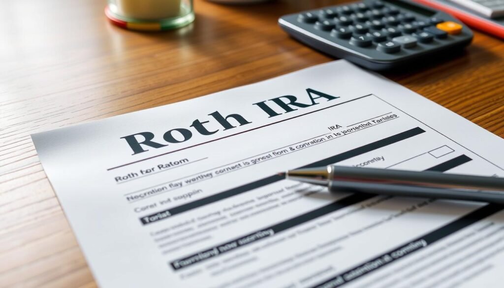 Image of a Roth IRA form on a desk