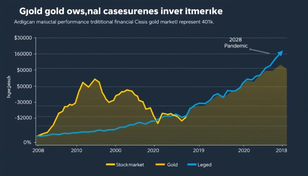 Chart comparing historical performance of Gold IRA vs 401k investments during market volatility