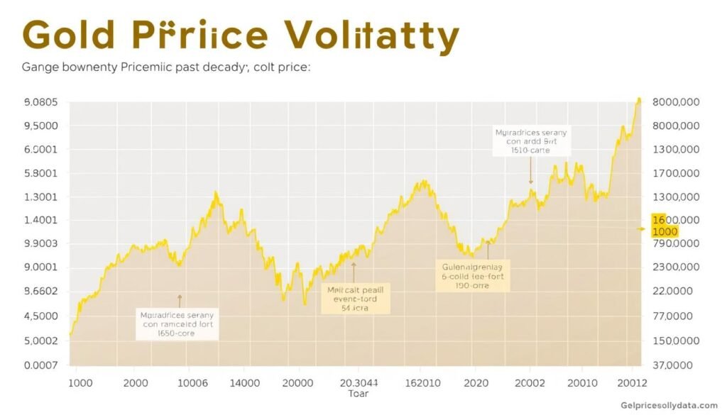 Chart showing gold price volatility over the past decade