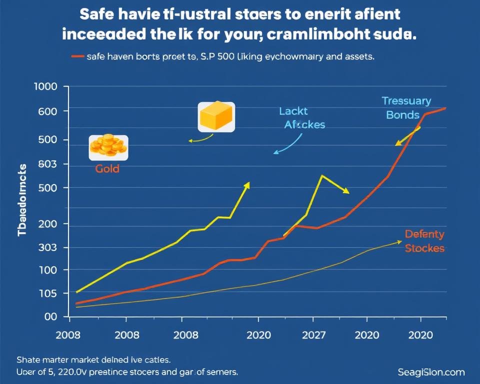 Chart showing performance of safe haven assets during market downturns compared to S&P 500