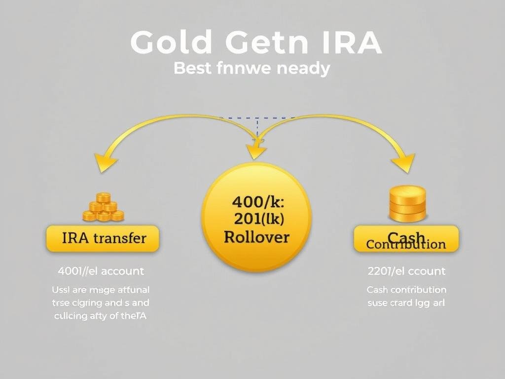 Diagram showing the three funding methods for a Gold IRA