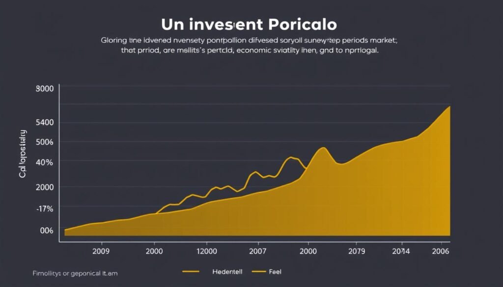 Diversified investment portfolio chart showing gold allocation providing stability during market volatility