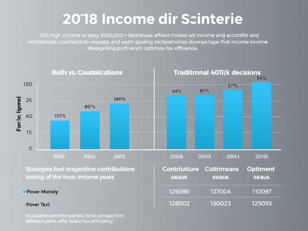 Financial projection showing retirement strategies for high income earner with variable income comparing Roth 401k vs traditional 401k