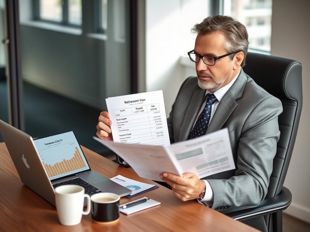 High-income professional reviewing Roth 401k vs 401k options with financial documents