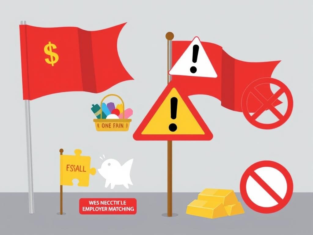 Warning signs highlighting common mistakes in retirement planning with Gold IRA vs 401k