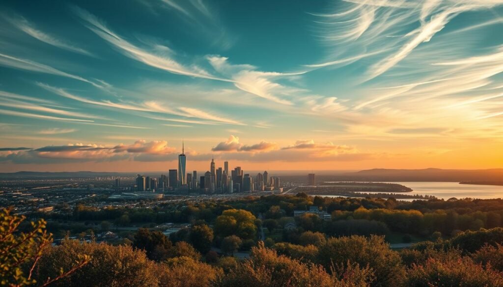 A serene and sophisticated investment landscape, where resilient equities rise to the occasion. A tranquil yet robust scene, bathed in warm, golden light that filters through wispy clouds. In the foreground, a portfolio of carefully curated stocks, their values steadfast against the backdrop of economic uncertainty. The middle ground features a cityscape, its skyscrapers and infrastructure symbolizing the strength and stability of the defensive equity holdings. In the distance, a serene lake reflects the sky, mirroring the poise and composure of the well-constructed portfolio. The overall atmosphere conveys a sense of security, prudence, and long-term prosperity - the hallmarks of a recession-proof investment strategy.