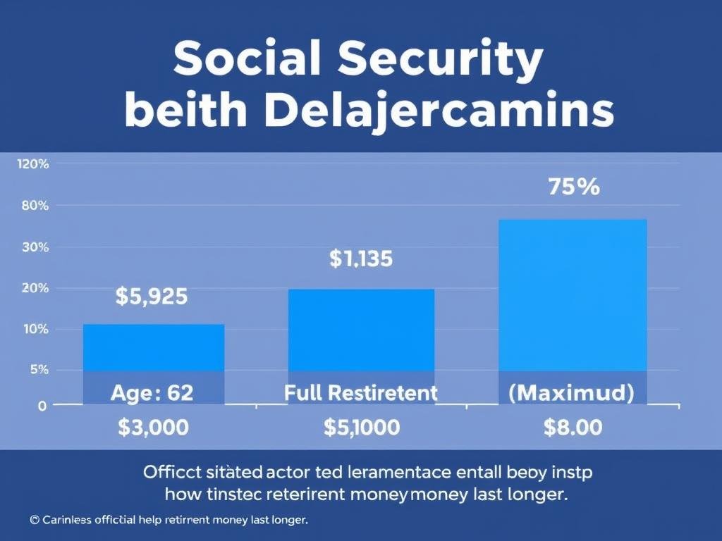 Chart showing how delaying Social Security benefits increases monthly payments and helps retirement money last longer