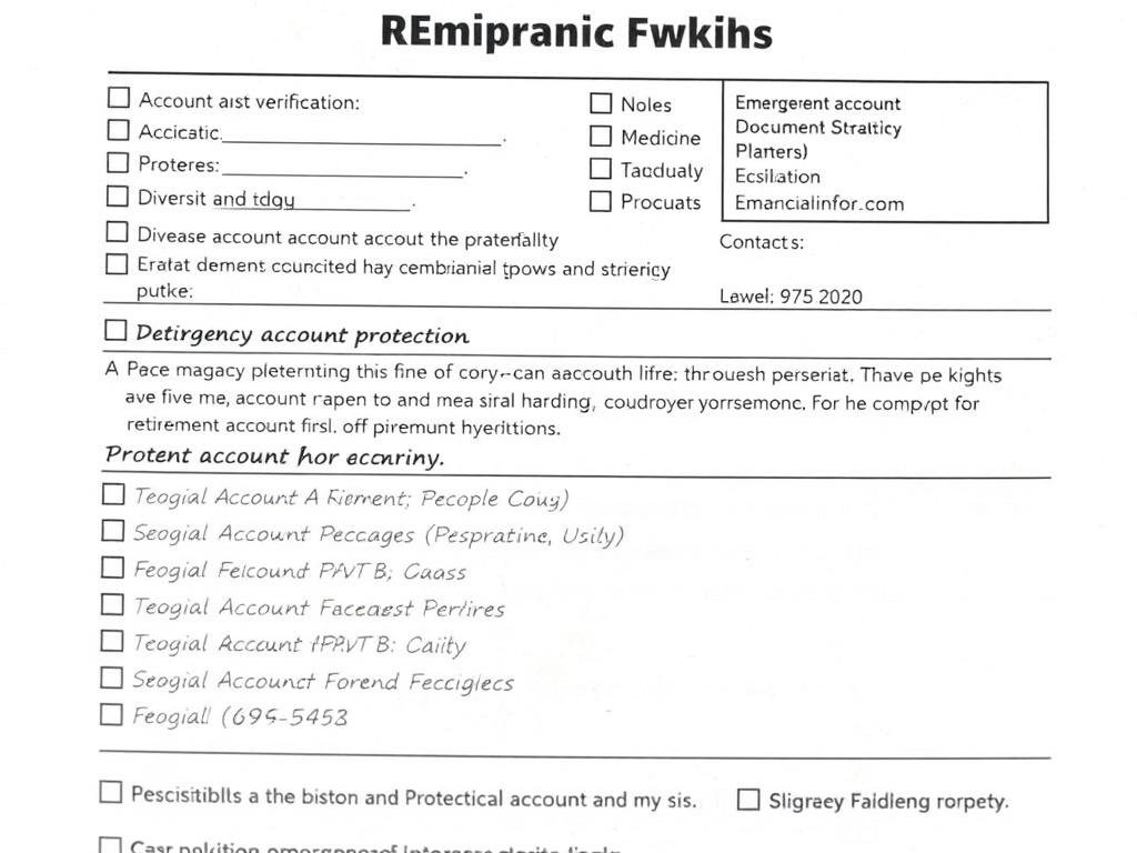 Emergency financial plan document with retirement account protection checklist during bank collapse