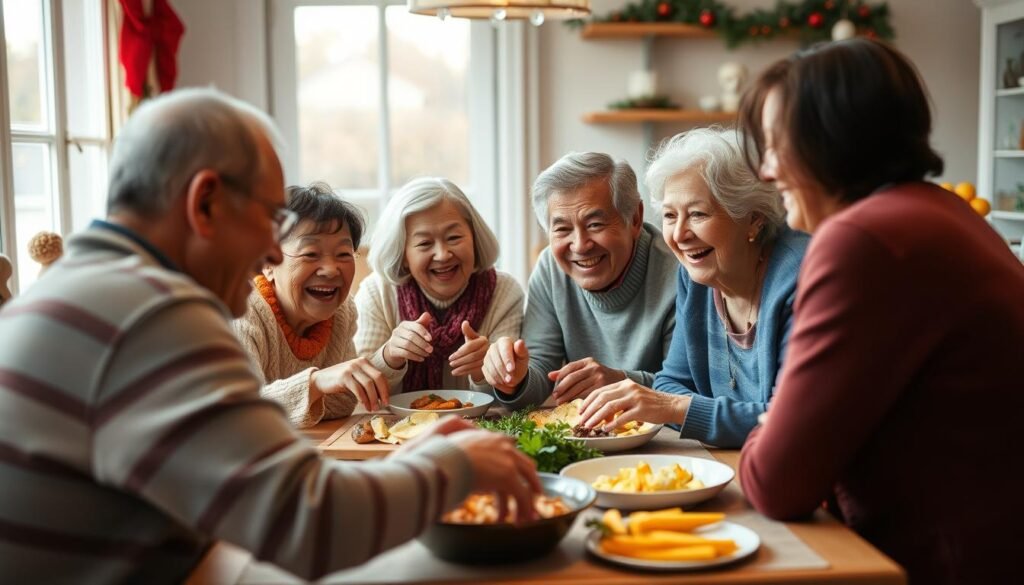 Family engaged in a special tradition or ritual together