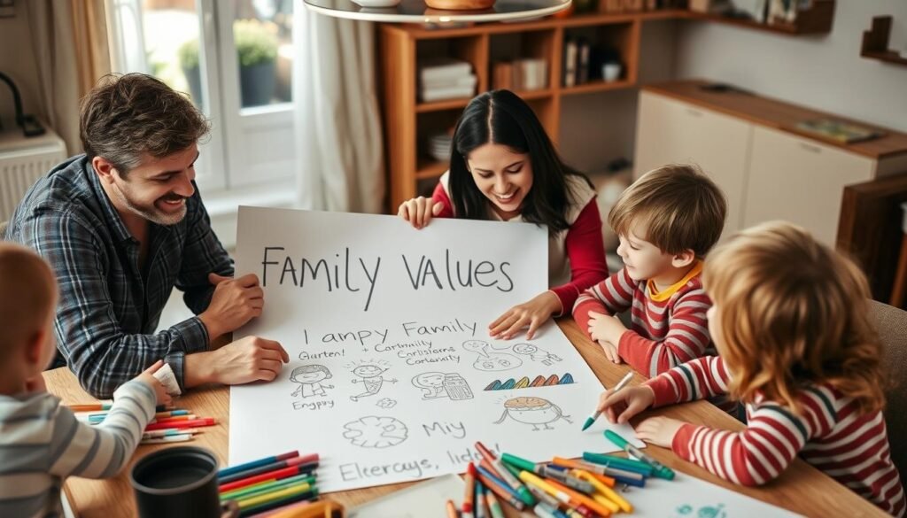 Family working together to create a values statement