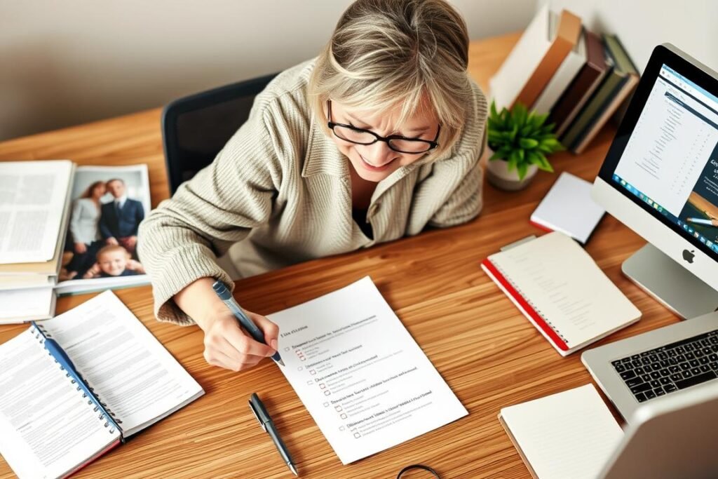 Person checking off items on a legacy planning checklist
