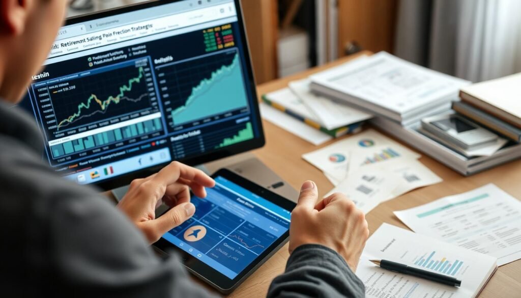 Person researching retirement savings protection during market volatility