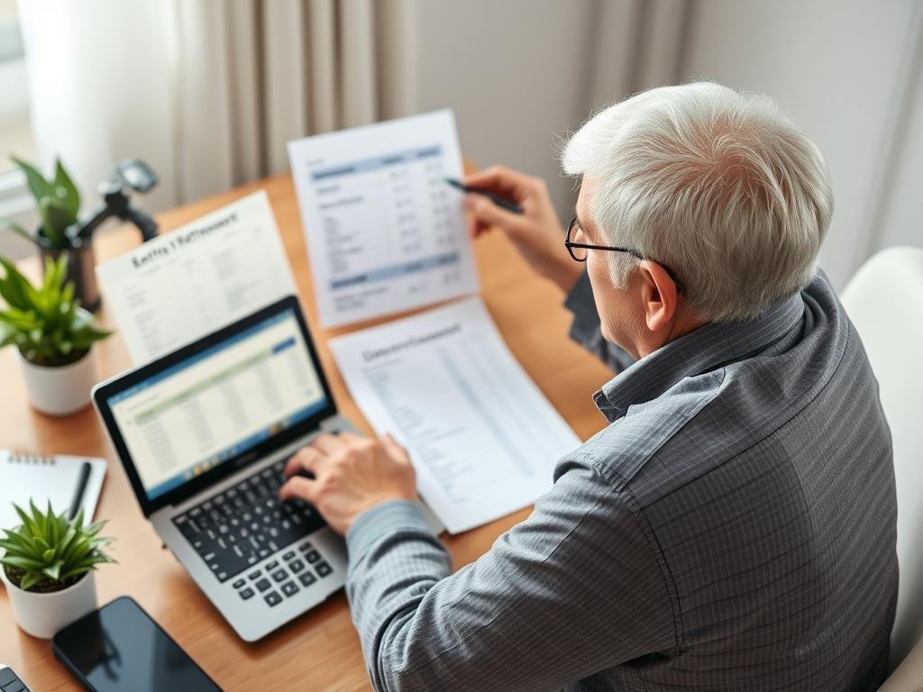 Retiree working on flexible budget plan to ensure retirement money lasts through different spending phases