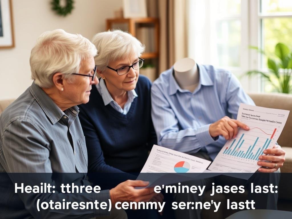 Senior couple discussing healthcare planning with financial advisor to ensure retirement money lasts through medical expenses