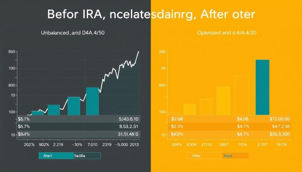 Before and after charts showing successful Gold IRA rebalancing results