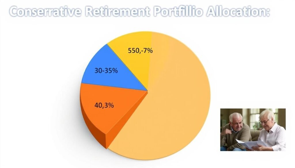 Conservative gold IRA allocation pie chart showing 5-7% in gold