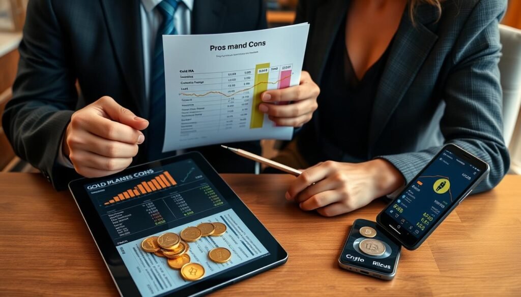 Decision-making process for gold ira vs crypto diversification pros cons with investment advisor