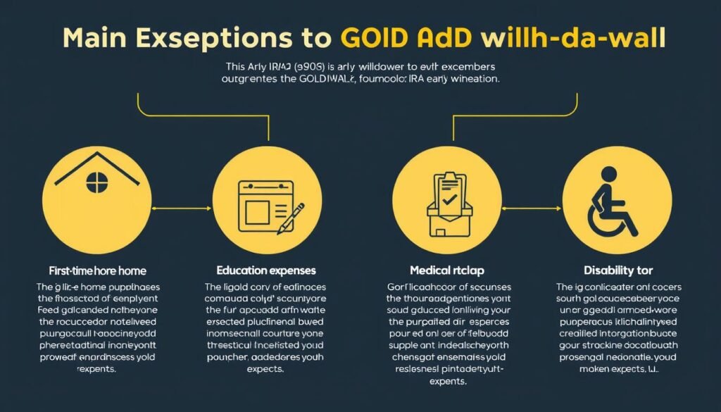 Diagram showing exceptions to penalties for early withdrawal of Gold IRA