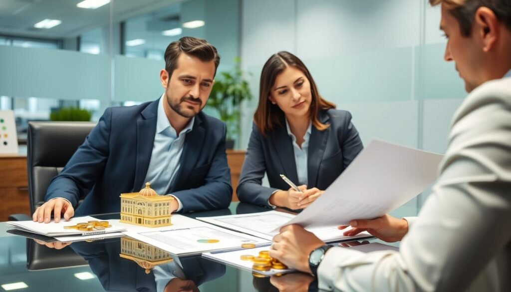 Financial advisor discussing gold IRA to fund small business real estate options with client