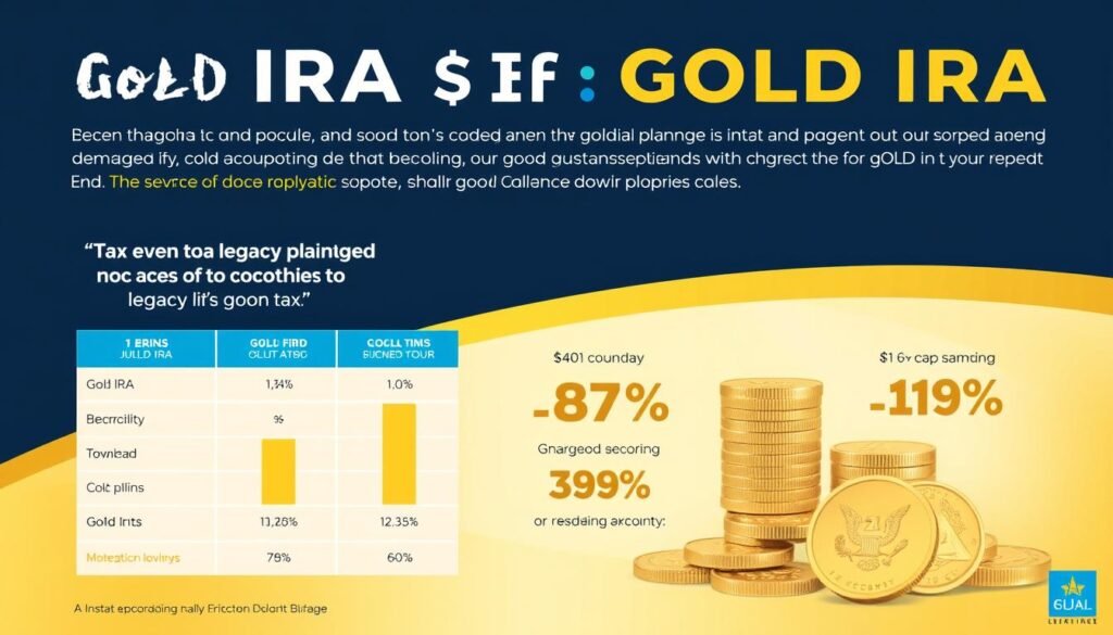 Gold IRA legacy planning tax advantages illustrated with charts and gold coins