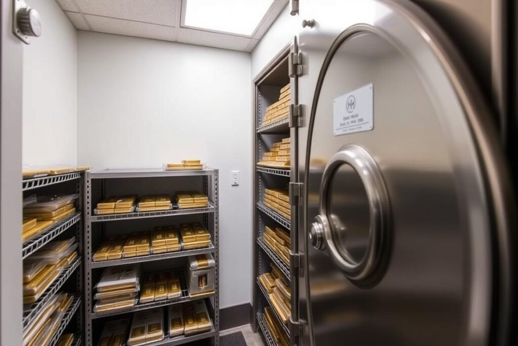 Gold IRA storage facility showing secure vaults for precious metals