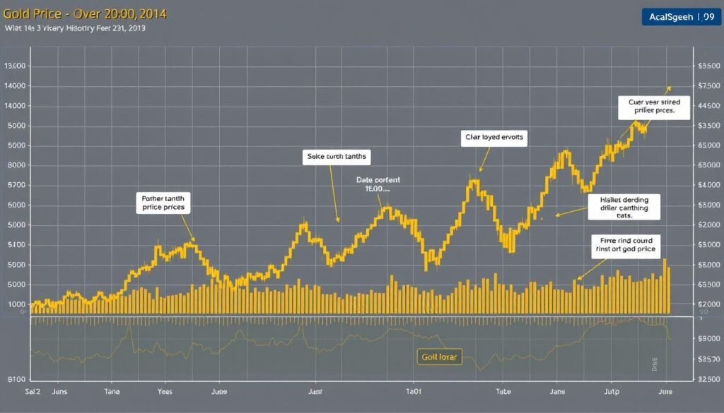 Gold price chart showing historical volatility