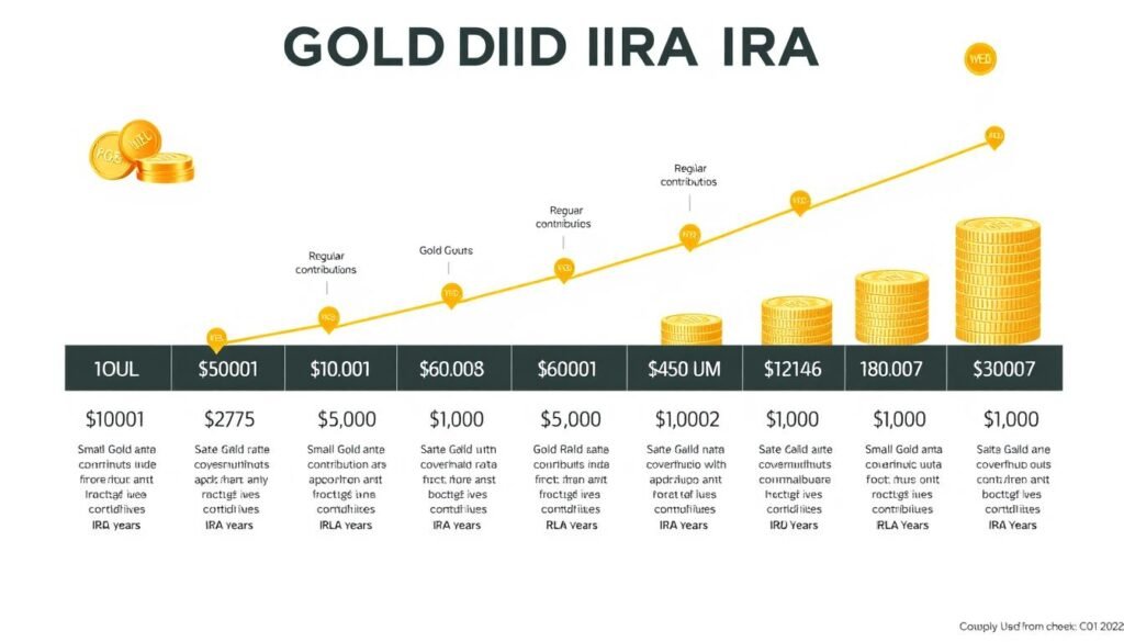 Growth chart of small gold ira minimums for small investors over time