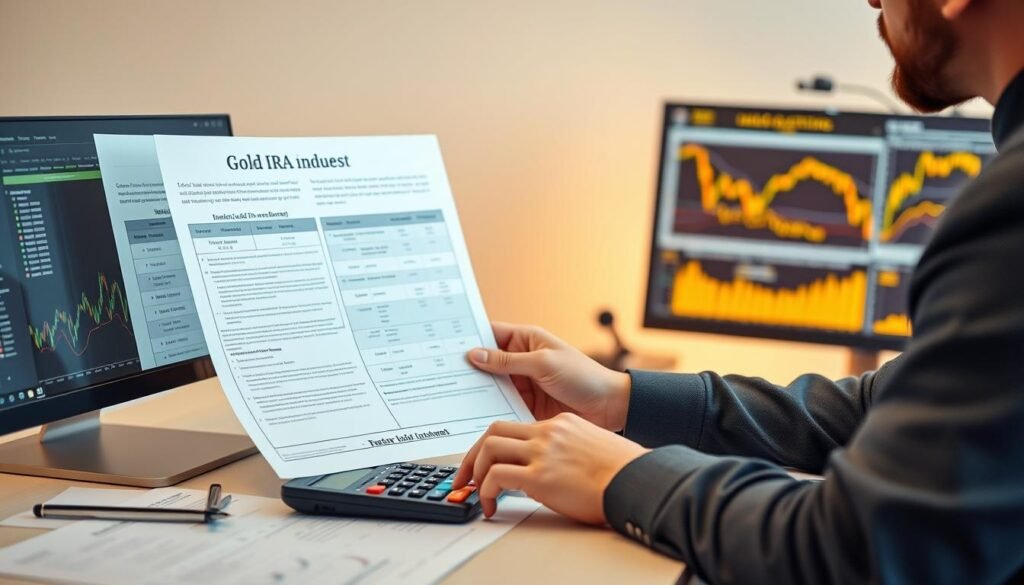 Investor reviewing Gold IRA options based on minimum investment requirements for 2025