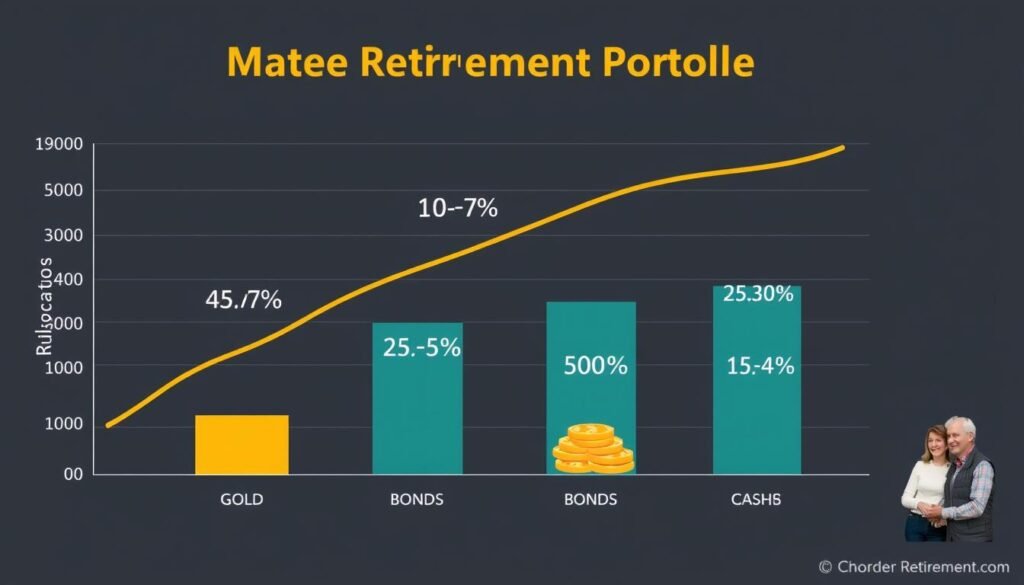 Moderate gold IRA allocation chart showing 10-15% in gold for balanced portfolios