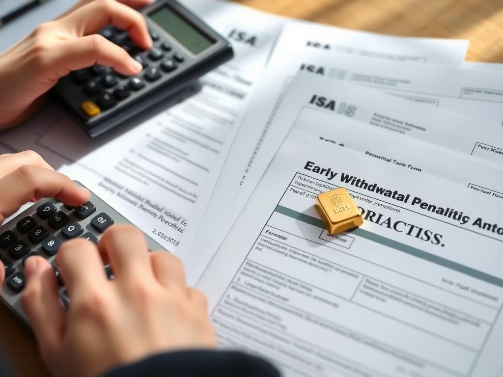 Person calculating penalties for early withdrawal from Gold IRA
