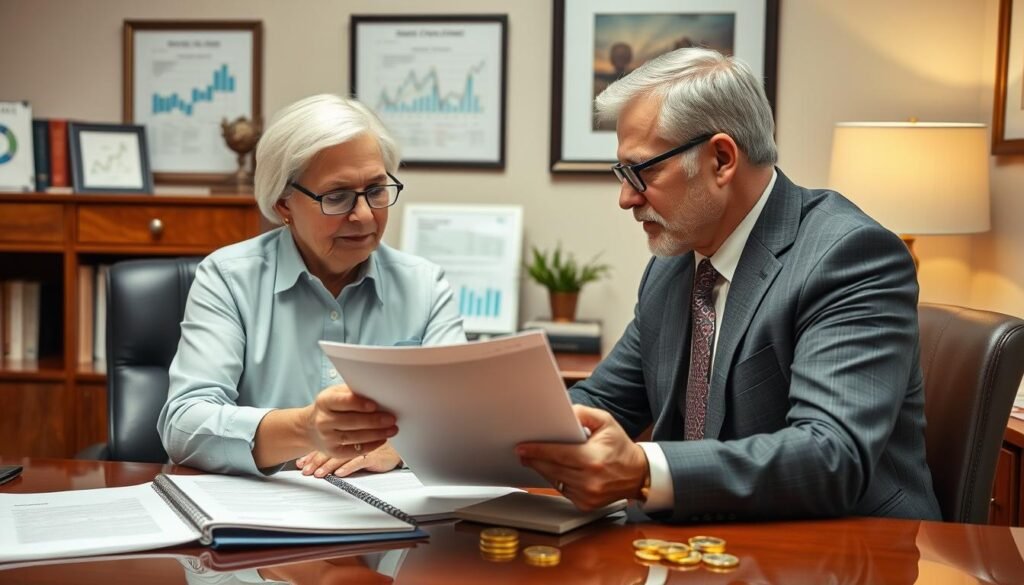 Person consulting with financial advisor about Gold IRA rebalancing questions