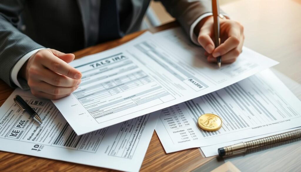 Person reviewing Gold IRA documents and making informed decisions