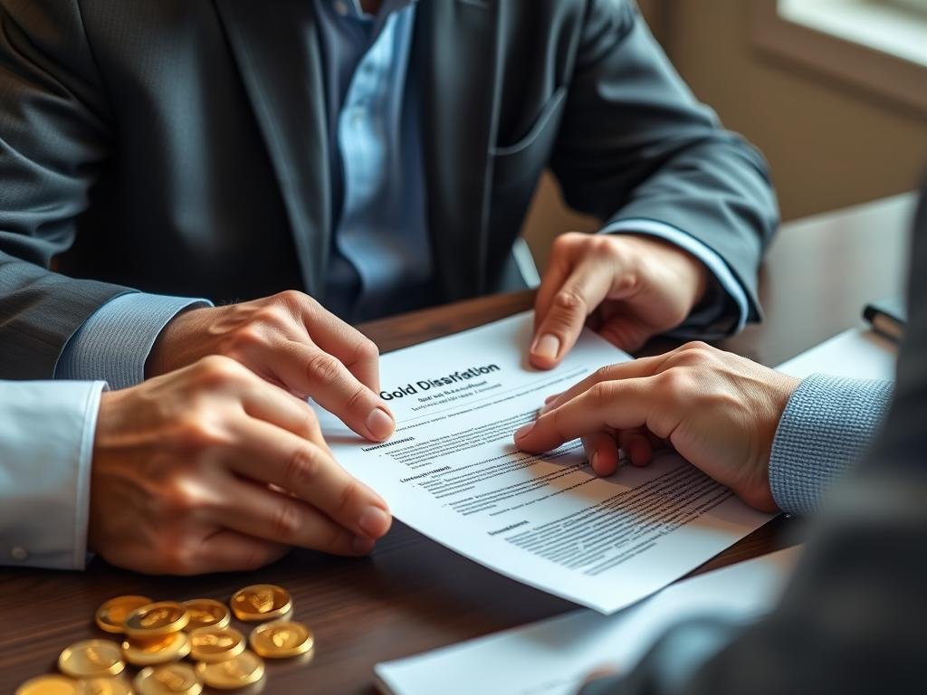 Person reviewing Gold IRA legacy planning documents with financial advisor