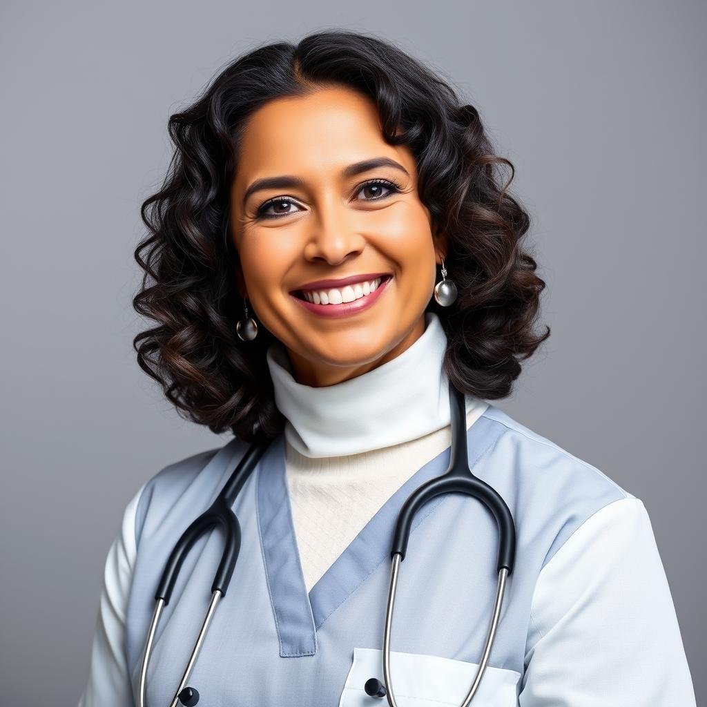 Portrait of Maria, a healthcare professional with Gold IRA