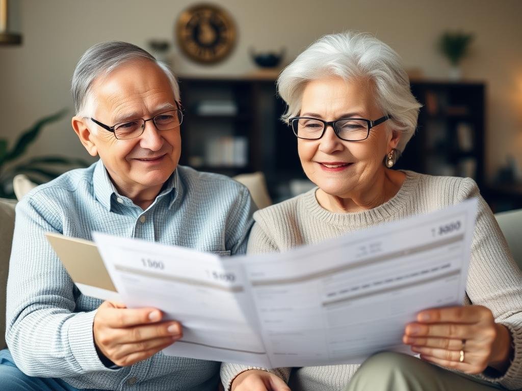 Retired couple reviewing their gold IRA investment portfolio