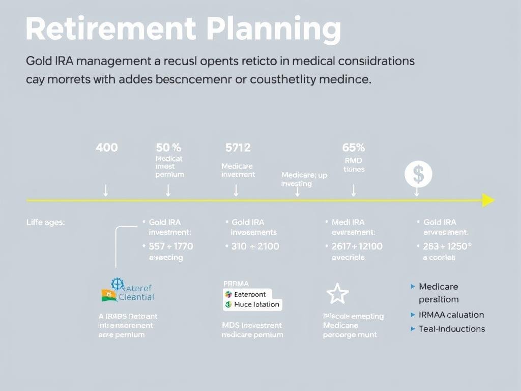 Retirement planning timeline showing Gold IRA management and Medicare premium considerations