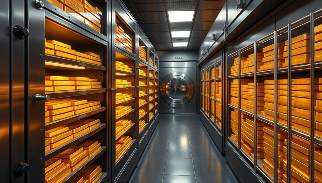 Secure depository vault storing gold and precious metals for IRA accounts