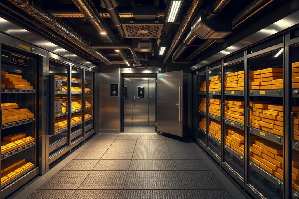 Secure gold depository vault showing physical separation from custodian operations
