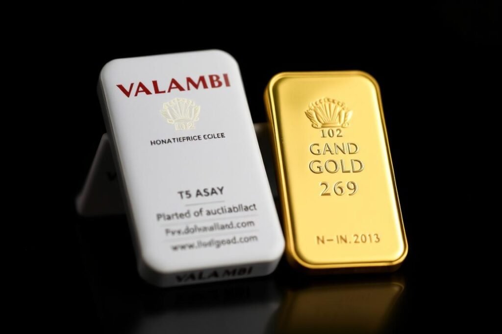 Valcambi gold bar with assay packaging, IRA-eligible