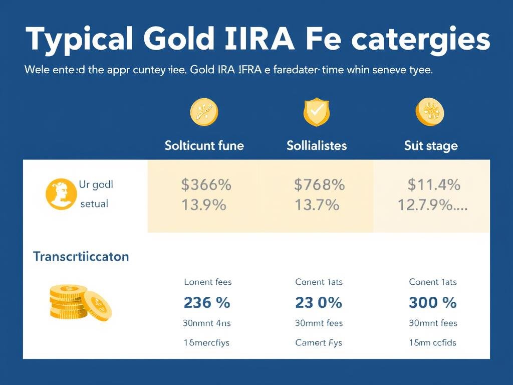 Visual breakdown of typical Gold IRA fee categories showing setup fees, annual maintenance, storage costs, and transaction fees