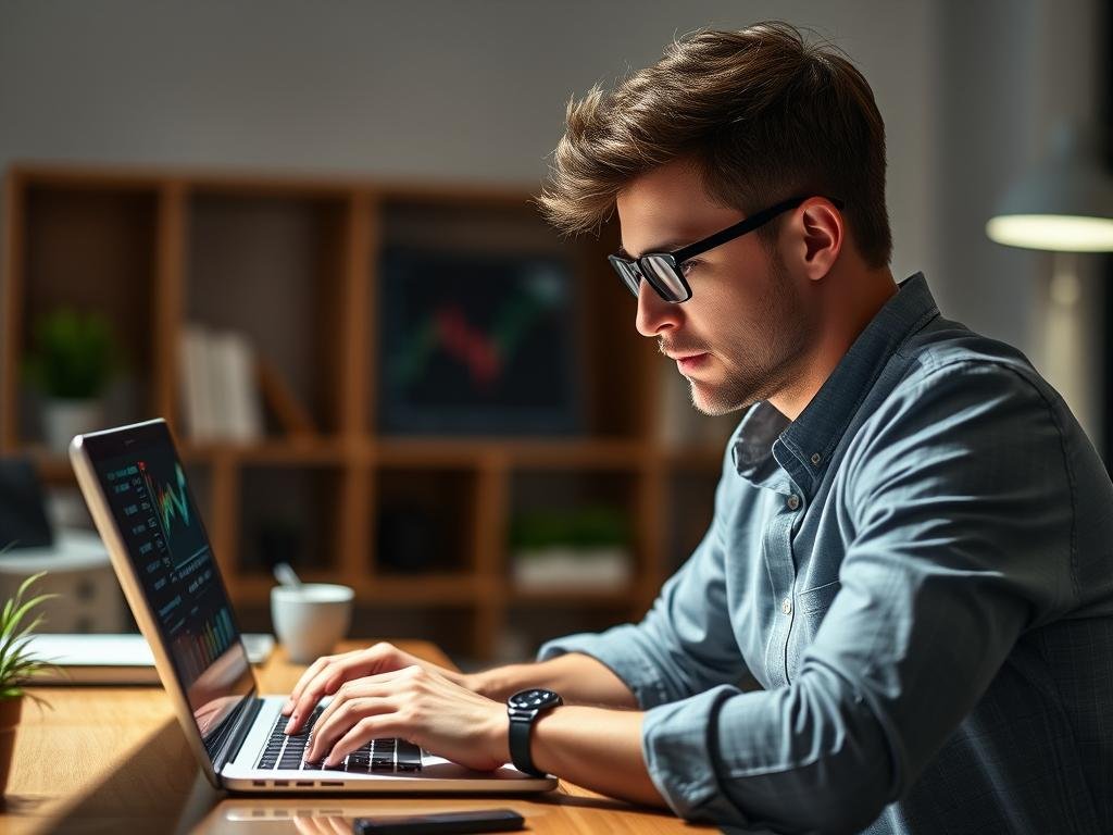 Young investor researching silver IRA options on laptop